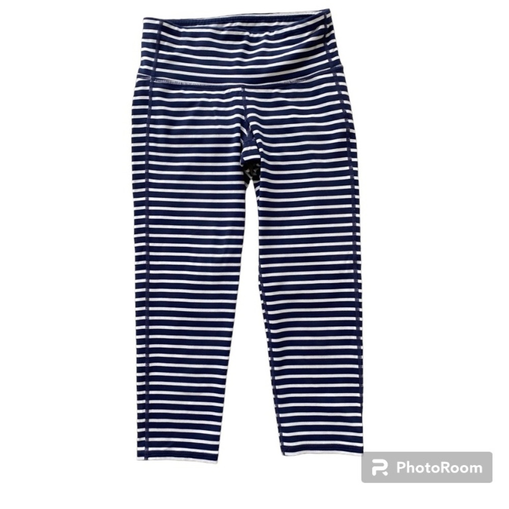 Athleta Navy Blue & White Stripe Athletic Chaturanga Leggings Size XS Gr…
